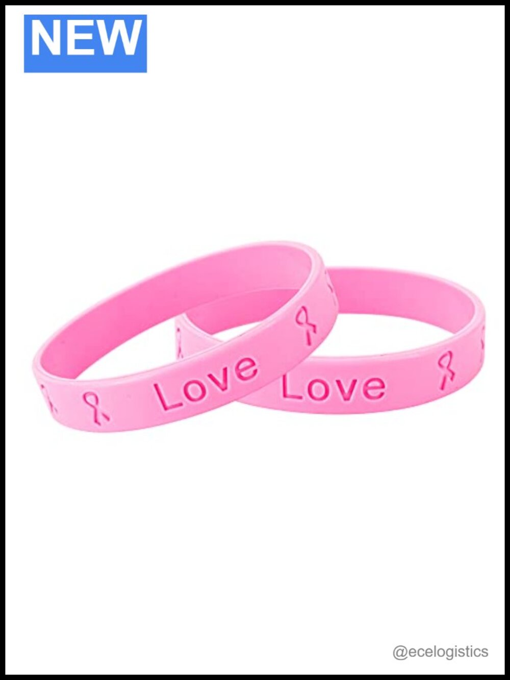 Breast Cancer Awareness Pink Silicone Bracelets - Hope Faith Love Stretch
